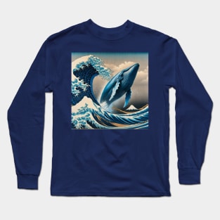 Kanagawa wave - Funny Blue Whale Meme Long Sleeve T-Shirt